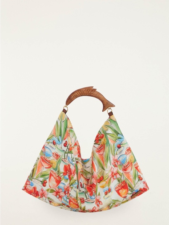 FARM Rio Handbags - FARM RIO Off-White Drinks Satin Mini Scarf Bag